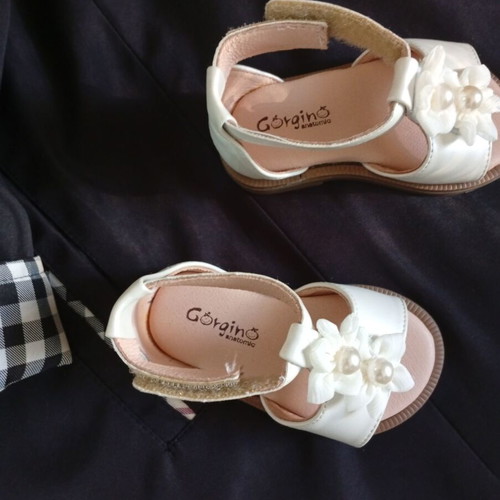 Gorgino Baptism Sandals for Girl Ecru, Size 19, Like New