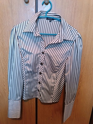 Forel striped shirt like new, white with brown satin