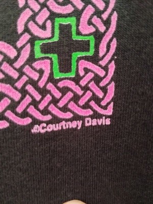 Vintage 90s Fashion Courtney Davis Celtic Cross πουκάμισο XL μεταχειρισμένο, μαύρο πολύχρωμο