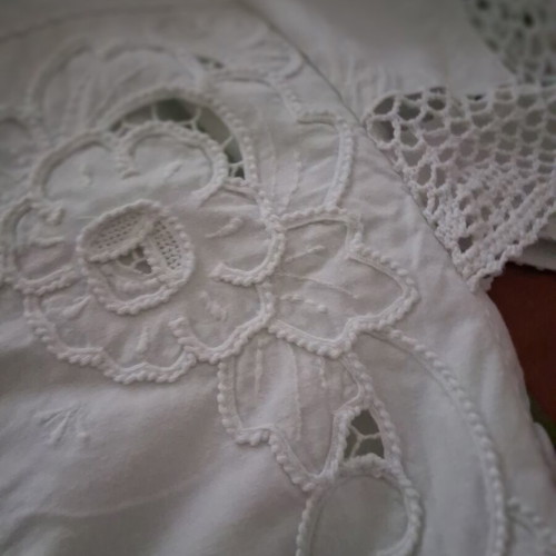 Vintage traditional blouse with embroidery and handmade lace like new