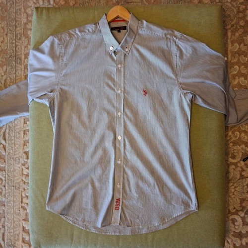 U.S. Polo Assn. shirt size L navy blue with white stripes like new
