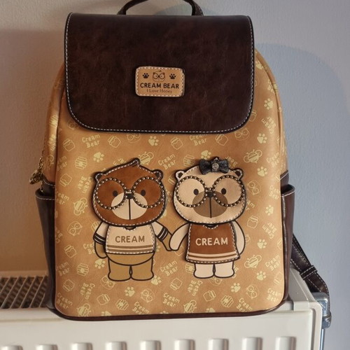 Cream Bear backpack like new, beige with bear design