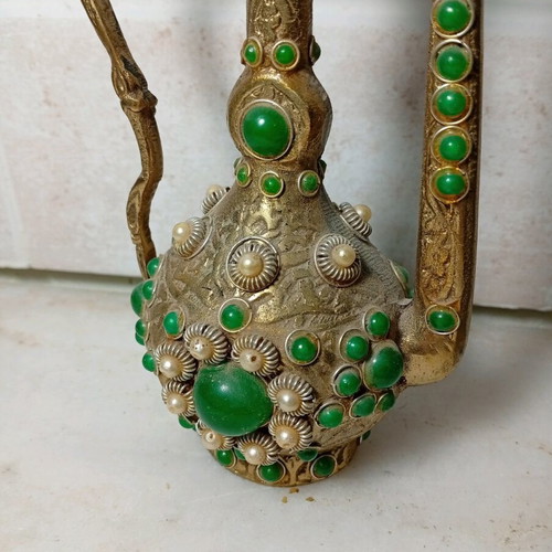 Decorative Oriental Jug used with green stones and pearls