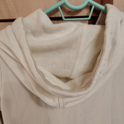 Bershka women's jacket with hood like new, white with print, size M