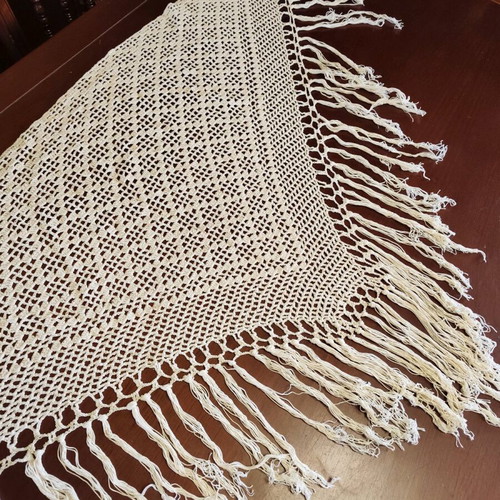 Handmade vintage scarf 70x140 used, beige