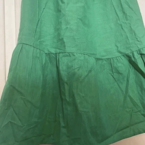 Summer set linen, crop top and A-line skirt, new, green, size large