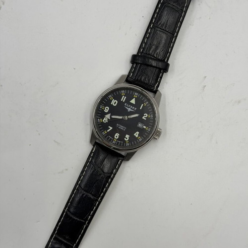 Elysee Pilot Automatic men's watch like new, stainless steel and leather