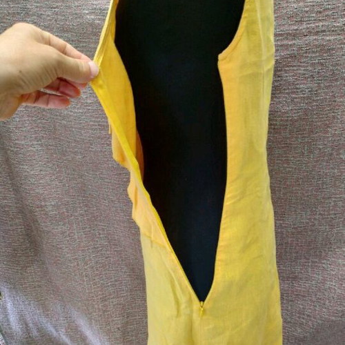 100% linen dress used, yellow, size M