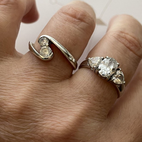 Silver women's rings set like new, size 54, 2 pieces