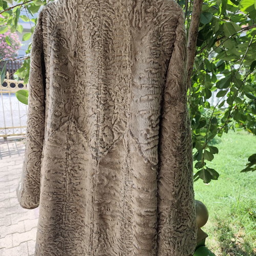 Sheepskin coat Christ Schad reversible, new, beige and brown