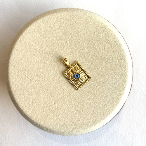 Gold K14 Konstantinato pendant with blue eye
