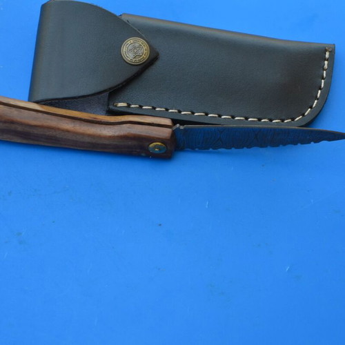 Damascus Handmade Folding Knife with Rose Wood Handle from The Eagle Collection 5635