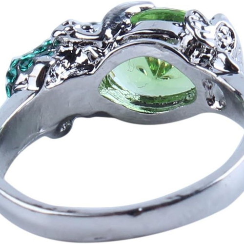 Frog-shaped ring with green cubic zirconia, new, bohemian style