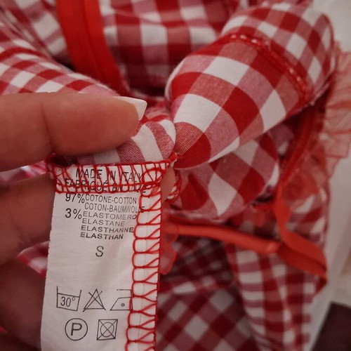 Vintage checked dress like new, red, adjustable straps, fitted bust