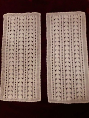 Set of two crochet table runners in ecru, new