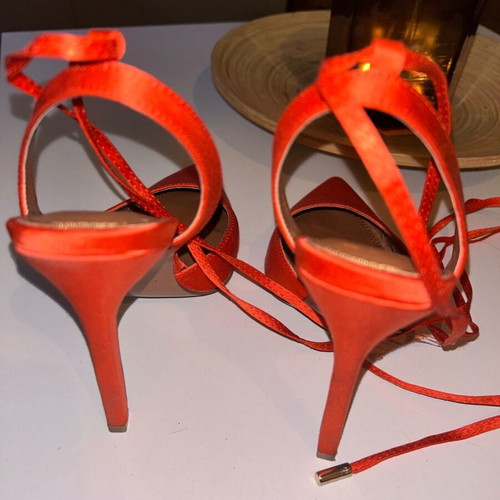 Asos orange satin heels like new, size 37