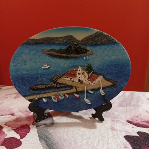 Decorative handpainted frame with Corfu landscape, new