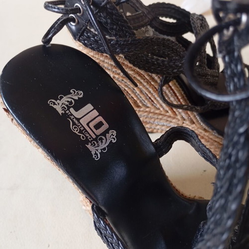 JLo platforms like new, black and beige, size 36