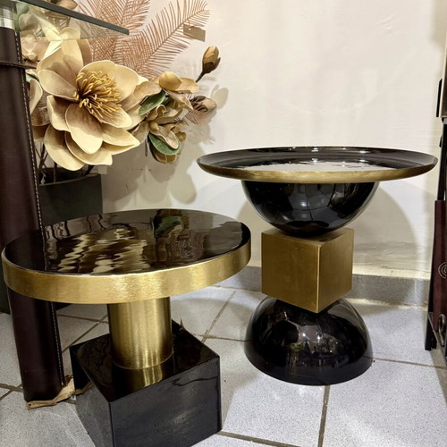Modern black and gold side tables, set or individual