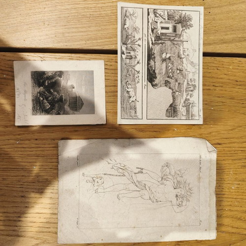 Engravings set of 3 used
