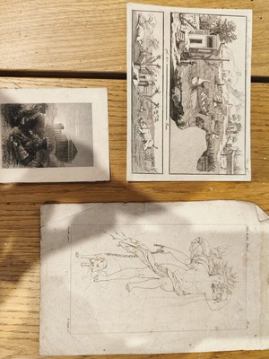 Engravings set of 3 used