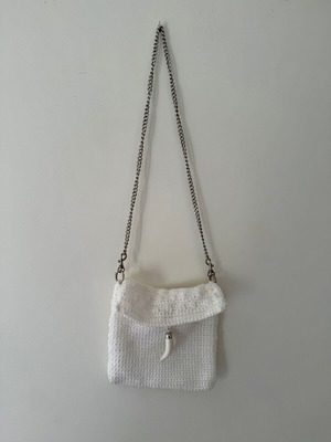 Handmade white crochet shoulder bag like new