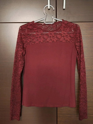 Evening blouse with lace new, red, size S
