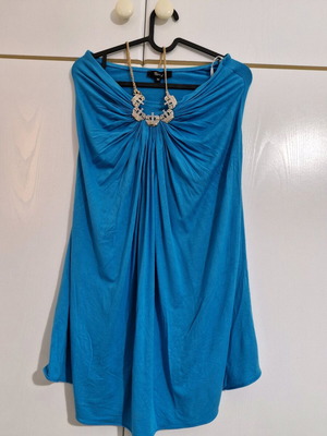 Sky dress used, short strapless turquoise with stones
