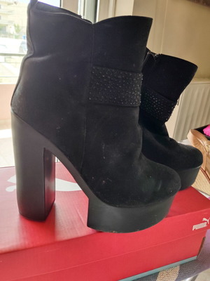Suede high winter boots size 38, like new, black
