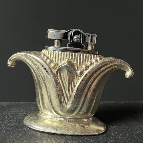 Vintage petrol table lighter gold plated, used, 1950s-60s