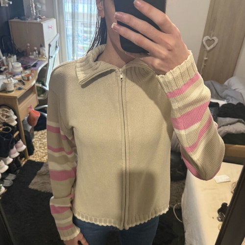 Sweater cardigan with zipper new, beige