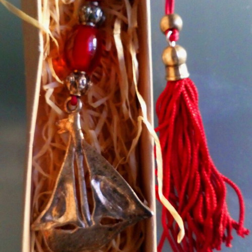Sailboat charm unused with colorful beads