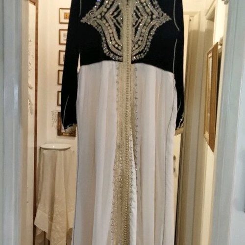 Baroque velvet dress with gold embroidery, maxi formalwear