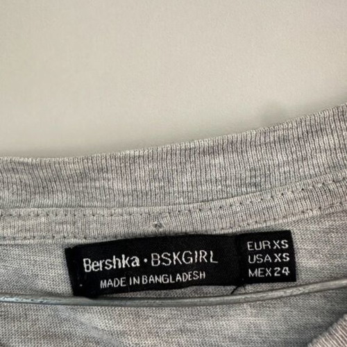 Bershka short-sleeve shirt like new, grey with open neckline