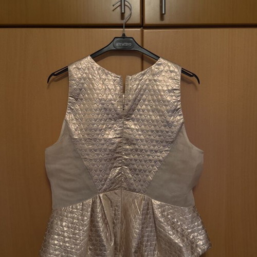 Gold Rose Sleeveless Top with Waist and Sheer Detail Thurley new, beige