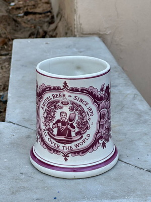 Amstel beer ceramic mug used with vintage decorative design