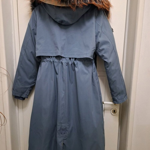 Parka jacket new with removable artificial fur lining blue