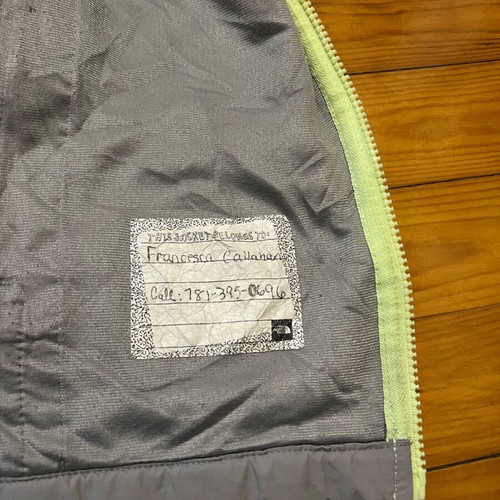 The North Face Denali women's vintage jacket used, gray with neon yellow