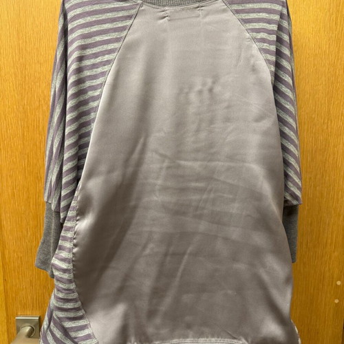 Satin blouse with jersey like new, gray and purple, size S