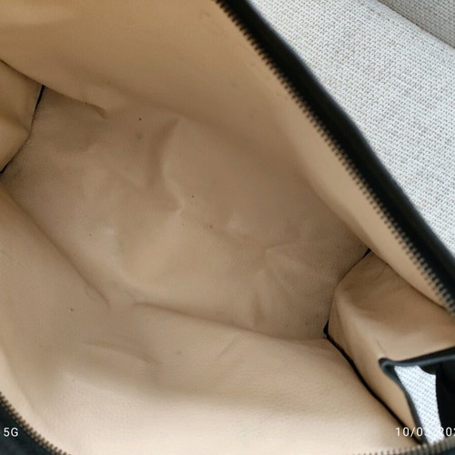 MCM unisex black nylon clutch used with leather interior