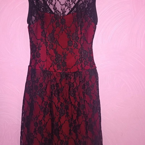Mini dress red with lace small like new