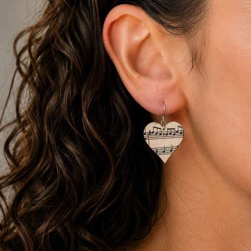 Wooden handmade earrings hearts