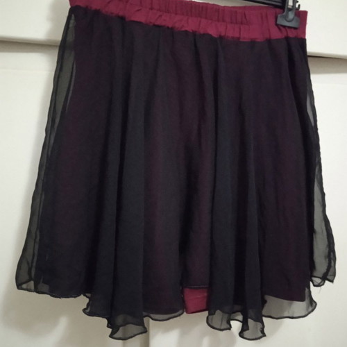 Vintage Goth Skort with Sheer Black Overlay and Burgundy Leggings, Like New, S/M