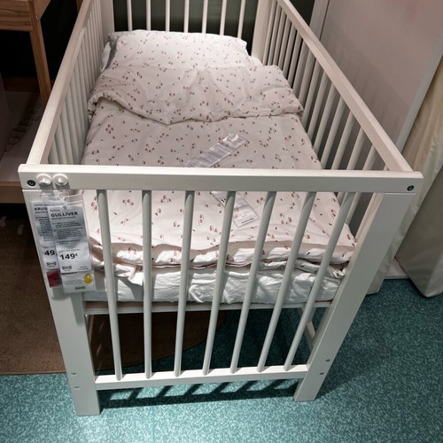Baby cot new, white natural wood IKEA model in box