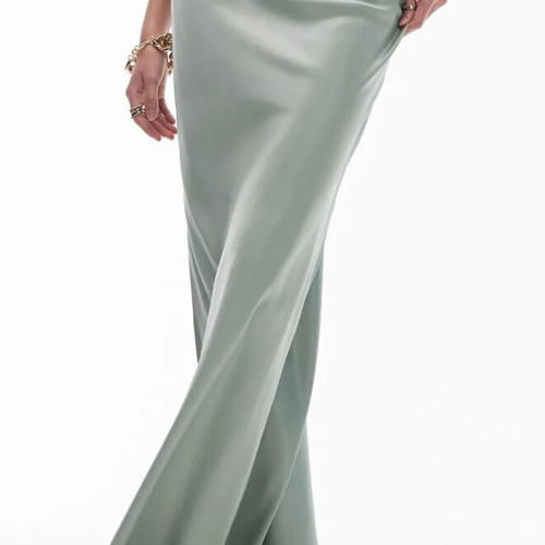 Topshop Satin 2 Piece Co-Ord Set Summer Khaki Sage Green