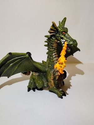 Papo Green Winged Dragon With Flame figure like new