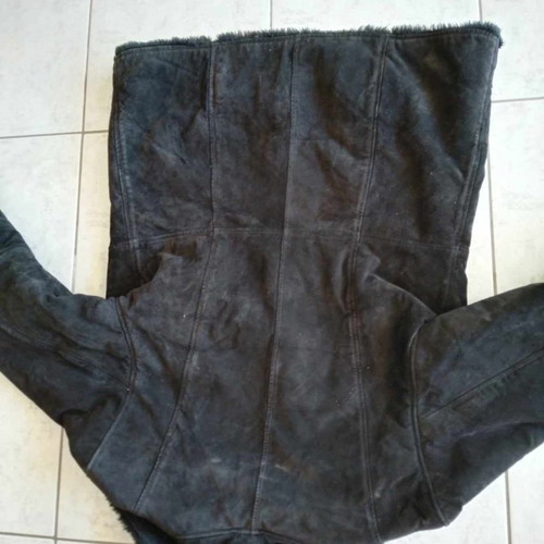 Jacket suede black with inner fur used, genuine leather