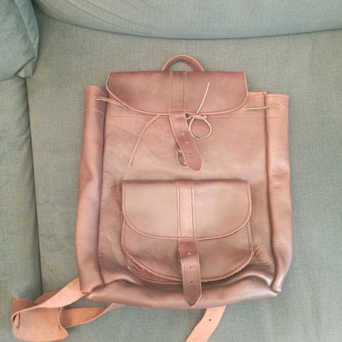 Handmade leather backpack 100% leather like new, brown