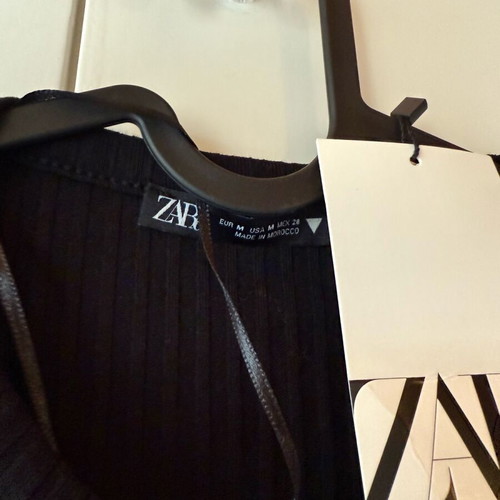 ZARA Ribbed Long Fitted Dress With Cutouts New Black