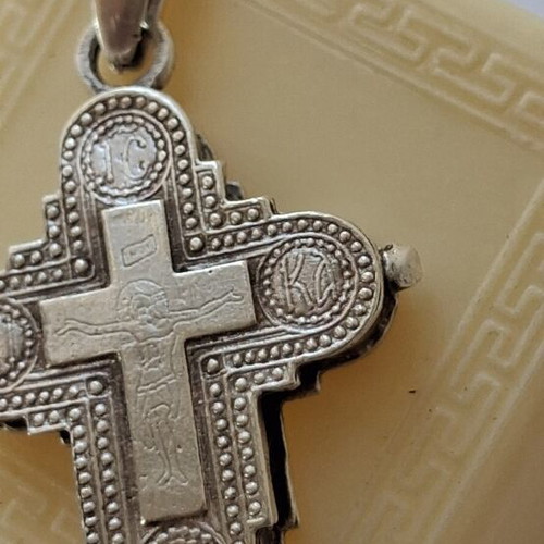 Silver Christian amulet pendant, Greek made, vintage